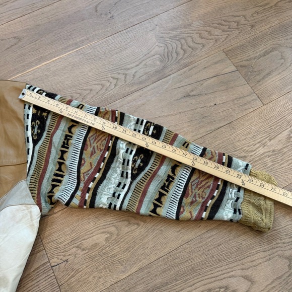 Saxony Collection Vintage Leather Patchwork Knit Sweater Mens 3XB Coogi Style90s - Picture 4 of 7